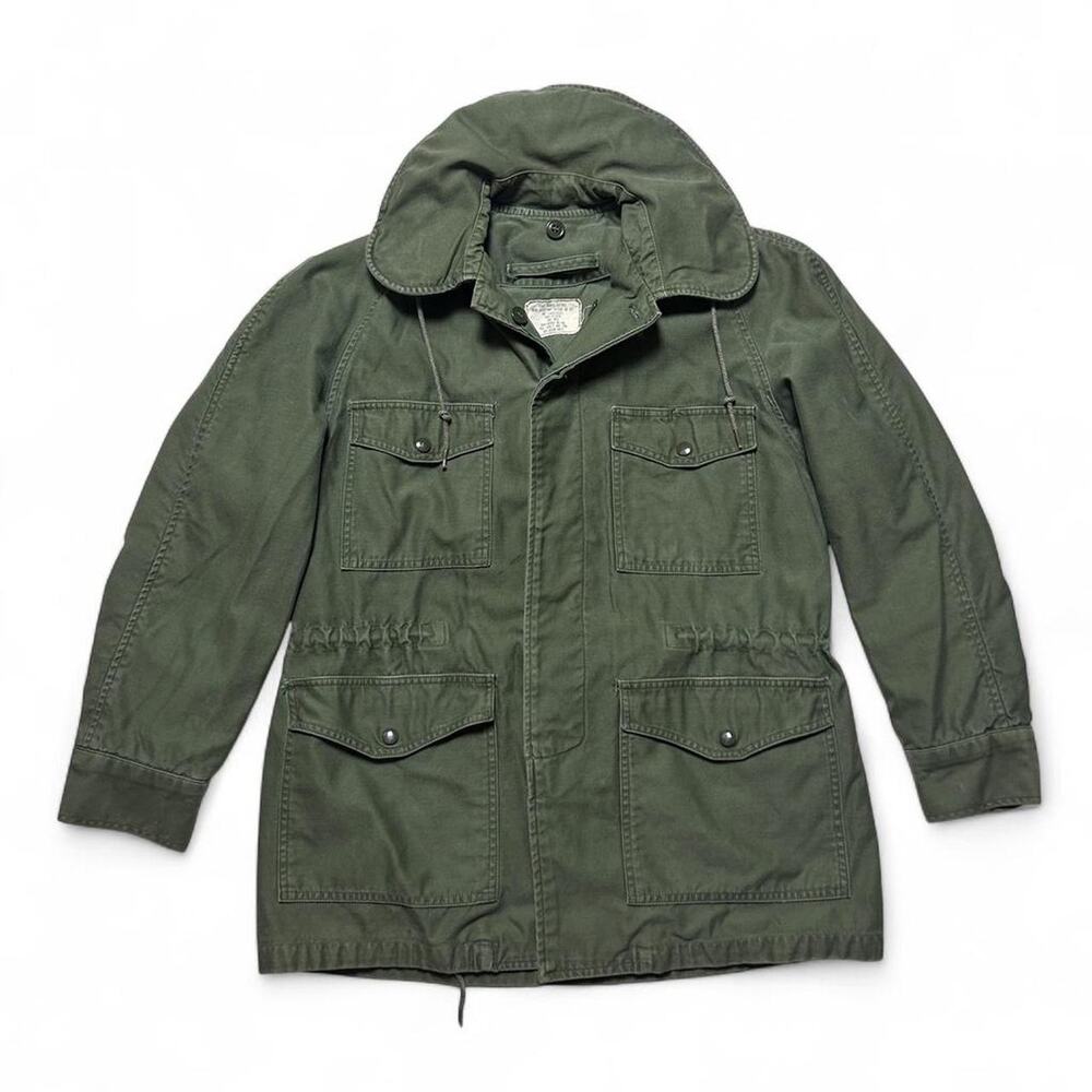 US Air Force USAF Vintage 60s Vietnam Cotton Sateen OG-107 Hooded Coat Small